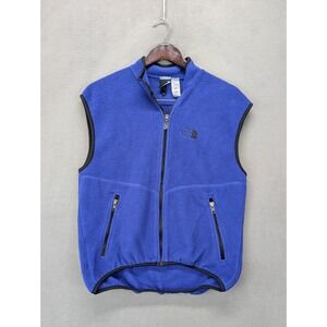 The North Face Fleece Vest Mens M Blue Full Zip Pockets Sleeveless 90s Y2K